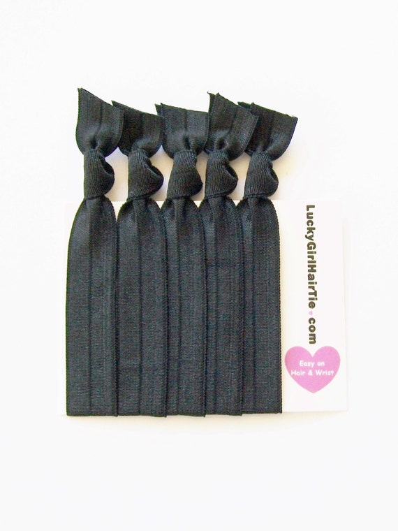 Black Hair Ties Lucky Girl Hair Ties Ponytail Holder Etsy