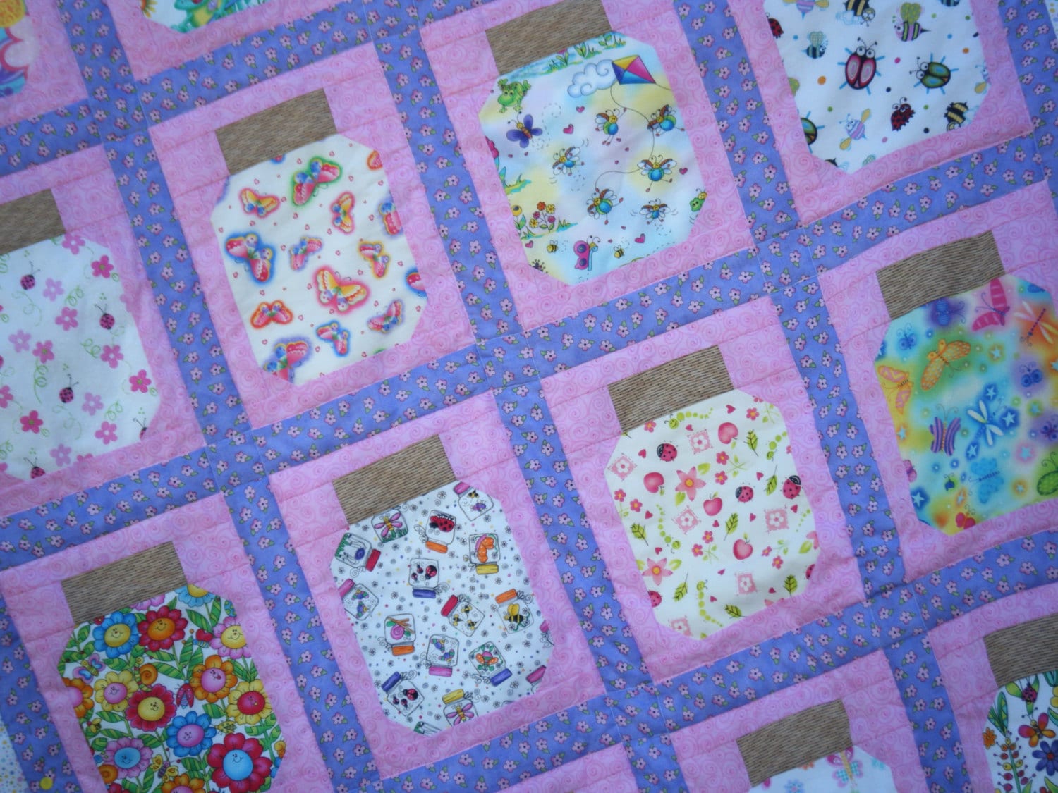 Cute Bug Jar Quilt Block PDF Pattern Children Baby. Instant Etsy