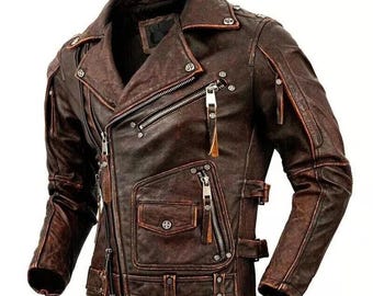 Men's Handmade Cowhide Leather Cafe Racer Jacket: Vintage Biker Outwear