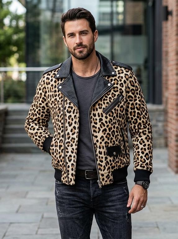 Leopard Print Biker Jacket - Etsy