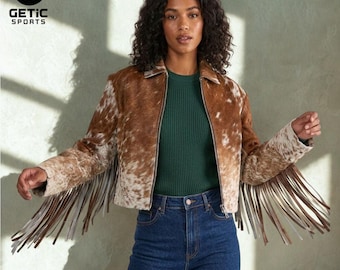 Women's Genuine Cowhide Leather Fringe Jacket – Western Cowgirl Coat