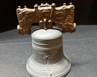 Liberty Bell Replica Metal Patriotic Bell Rustic Gray Bronze Metallic American