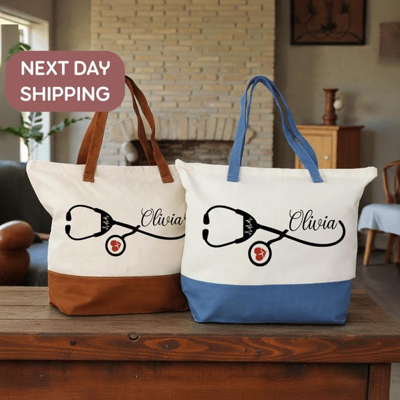 Personalized Nurse Tote Bag, Custom Name Stethoscope Bag, RN Gift for Nurse, Healthcare Worker Gift Bag, Medical Staff Appreciation Bag