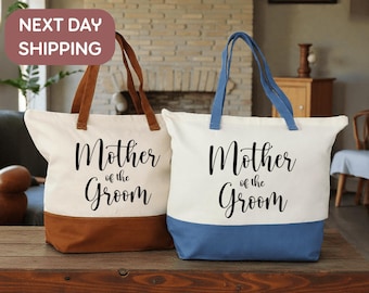 Personalized Mother of the Groom Tote Bag, Custom Wedding Day Gift for Groom Mom Bag, Ceremony Day Gift Bag