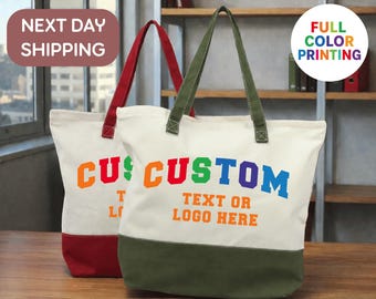 Printed Canvas Logo Shopping Bag, Trade Show Gift Bag ,  Personalized Logo Cotton Shopping Bag,  Photo Text Logo Canvas Tote Bag