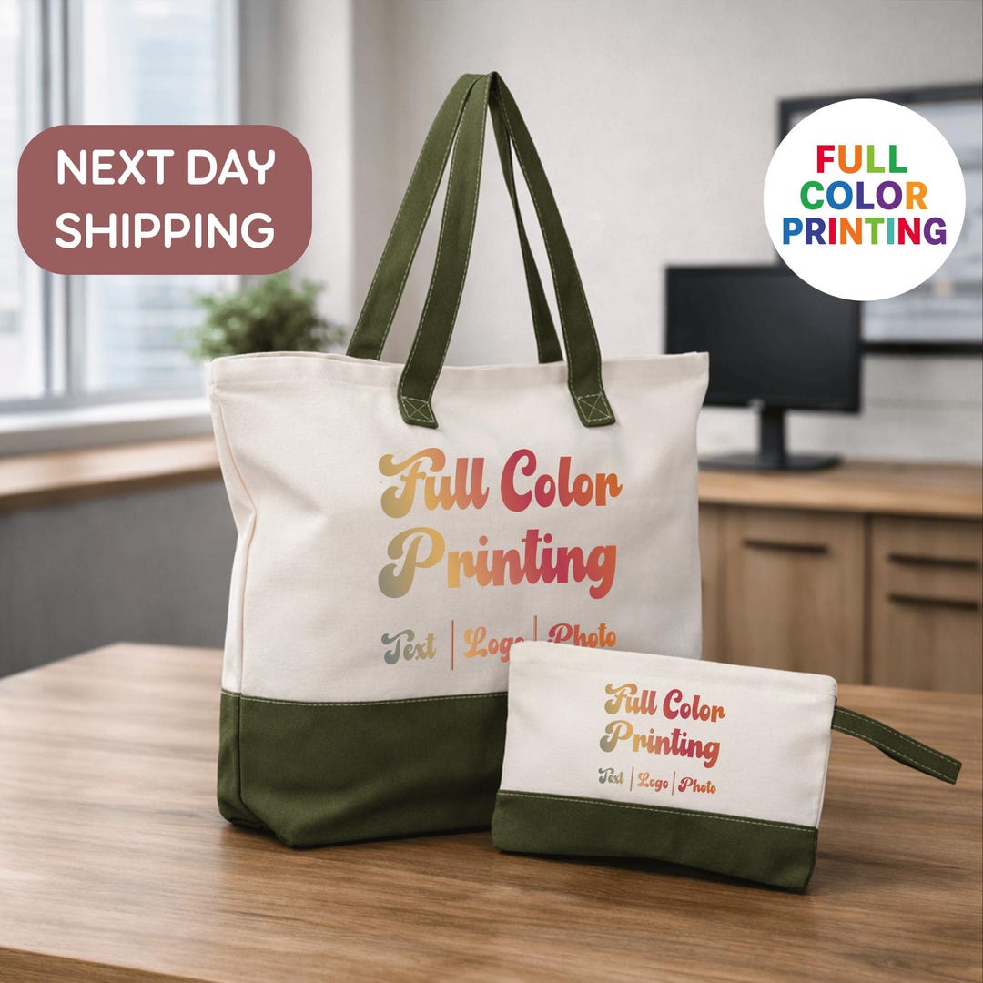 Custom Tote Bag With Full Color Printing, Personalized Text Logo Photo ...