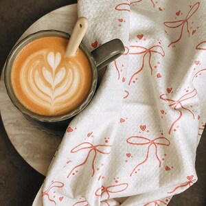 Pink Bow Pattern Microfiber Tea Towel | Dainty Ribbon Repeat