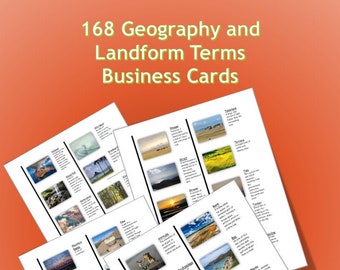 168 Geography and Landform Terms Business Cards