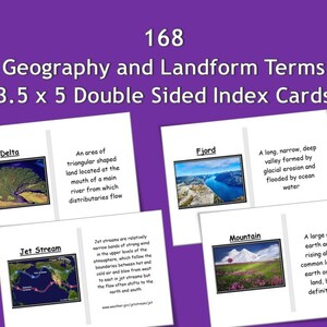168 Geographie und Landform doppelseitig bedruckbare Karteikarten im Format 3,5 x 5