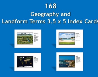 168 Geography and Landform Printable 3.5 x 5 Index Cards