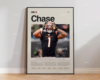 ジャマール・チェイス ベンガルズ ポスター、シンシナティ NFL ウォールアート