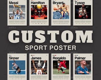 Custom sports posters, NBA gifts, American football Prints, soccer Art, tennis Wall Decor