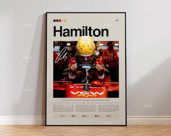 Lewis Hamilton Ferrari F1 Poster, Motorsport Grand Prix Wall Art