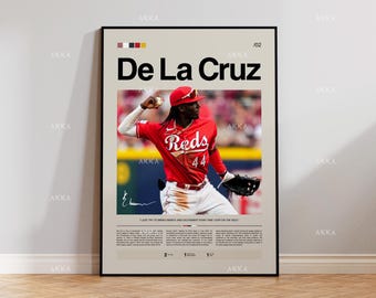 Elly De La Cruz Poster, Cincinnati Reds Wall Art Print, Framed MLB Baseball Decor
