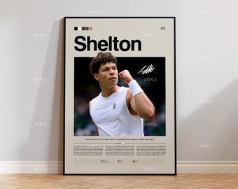 Ben Shelton Poster, Tennis Wall Art, Framed Tennis Player Print Decor