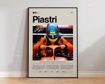Oscar Piastri McLaren F1 Poster, Motorsport Grand Prix Wall Art