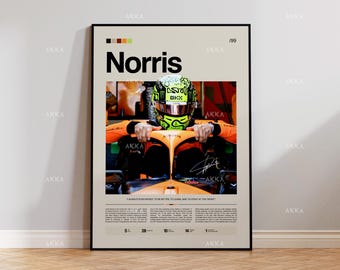 Lando Norris McLaren F1 Poster, Motorsport Grand Prix Wall Art