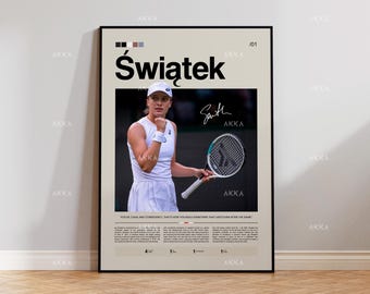 Iga Świątek Poster, Tennis Wall Art, Tennis Player Print Decor