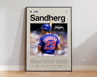 Ryne Sandberg Poster, Chicago Cubs Wall Art Print, Framed MLB Baseball Decor