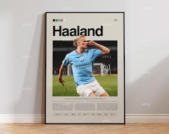 Erling Haaland Manchester City Poster, Framed Football Wall Art