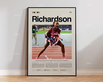Sha'Carri Richardson Poster, Track and Field Wall Art, Olympic Sprinter Print Decor