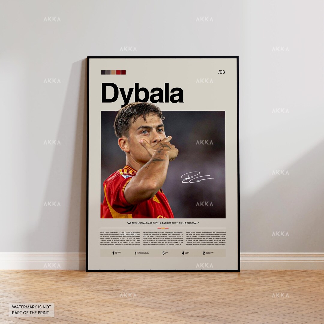 Paulo Dybala AS Roma Poster, Football Fan Wall Art - Etsy UK