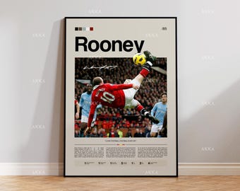 Wayne Rooney Overhead Kick Poster, Manchester United Football Art