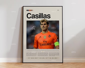 Iker Casillas Poster, Real Madrid Wandkunst, gerahmtes La liga Fußball Druckdekor