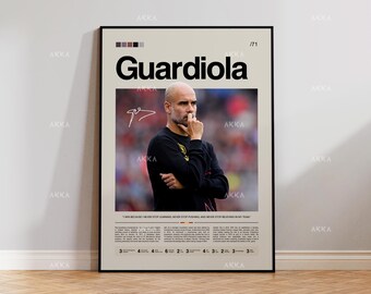 Pep Guardiola Poster, Football Manager Wall Art, Framed Soccer Decor
