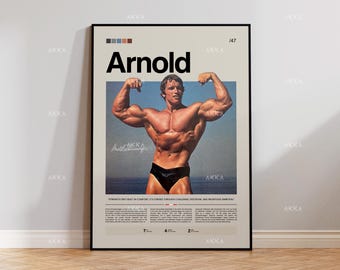 Arnold Schwarzenegger Poster, Mister Olympia Wall Art, Bodybuilding Gym Print Decor