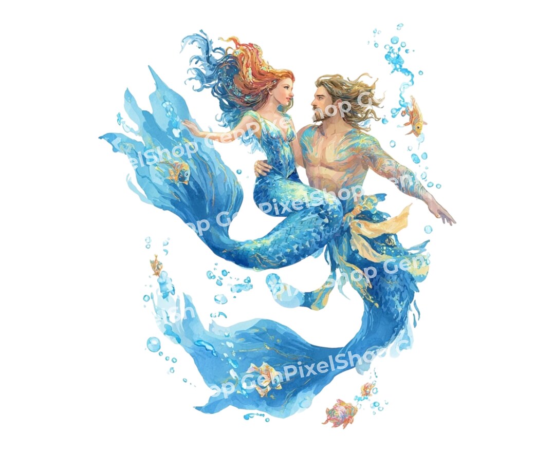 20 Watercolor Mermaids Clip Art Set Png/300dpi,digital Clipart ...