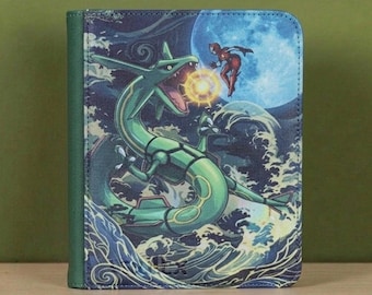 Custom Card Binder, Rayquaza & Deoxys TCG Portfolio - UV Printed PU Leather, Toploader Or Penny Sleeve Options, 4/9/12-Pocket