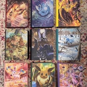 Choisissez un classeur Eeveelution pour cartes TCG, en cuir PU imprimé UV, avec poches à chargement latéral (4/9/12 poches)