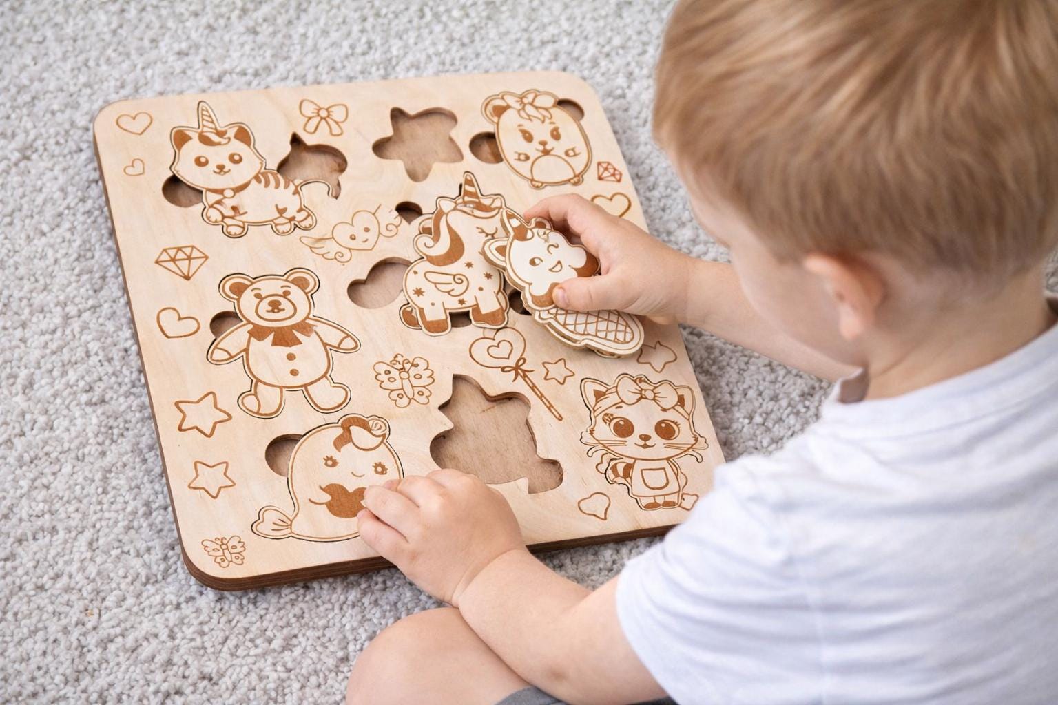 Kids Puzzle SVG Bundle | Montessori Wooden Puzzle Files | Laser Cut Dxf ...