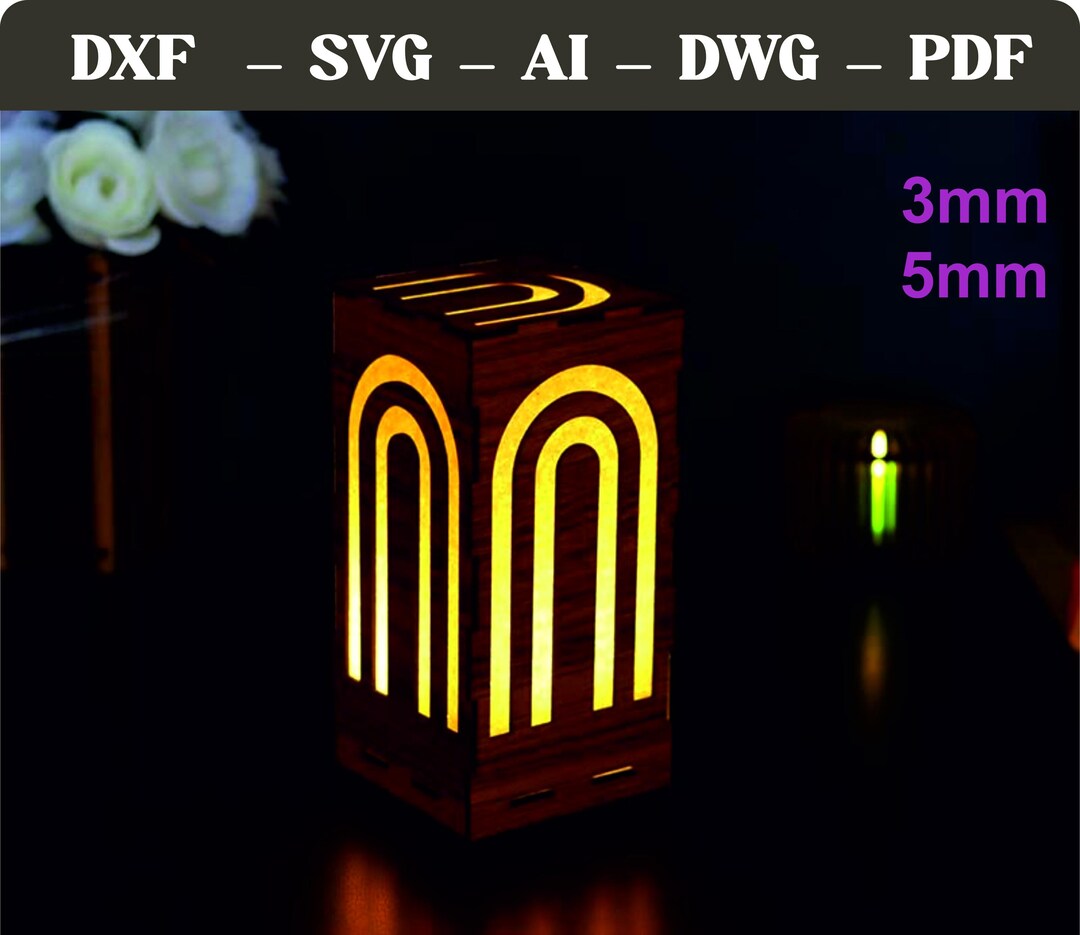 Light Box Dxf Laser-cut Lampshade Template for Desk Lamp, Light Box (DXF), Wooden ...