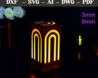 Laser-cut lampshade template for desk lamp, light box (DXF), wooden lamp (SVG)