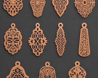 Conjunto de brincos boêmios em SVG | 11 designs de madeira cortados a laser (download digital)