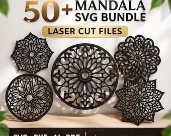 Set of 50 round decorative DXF SVG boards | CNC files for plasma and laser cutting of wood and metal