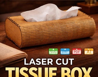 Laser Cut Tissue Box SVG | Wooden Tissue Holder DXF PDF | CNC Laser File | Glowforge Design | Instant Download Home Decor