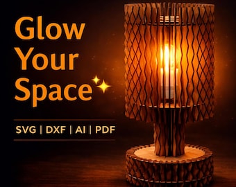 Laser-cut wooden lamp PDF | SVG-DXF-Lightburn | lamp DXF file | Lightweight plywood design (digital file)
