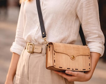 Wooden Bag SVG DXf Laser Cut File | CNC Purse Template PDF | DIY Crossbody Handbag Pattern | Instant Download