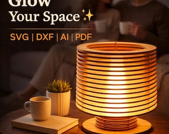 Modern Wooden Table Lamp SVG | Laser Cut Lamp Template | DIY Wood Lamp Design | CNC Laser File | Home Decor Light | Digital Download