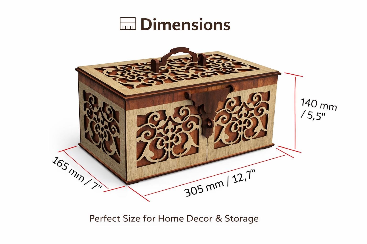 Laser Cut Wooden Box SVG | Decorative Storage Box DXF PDF | DIY Laser ...