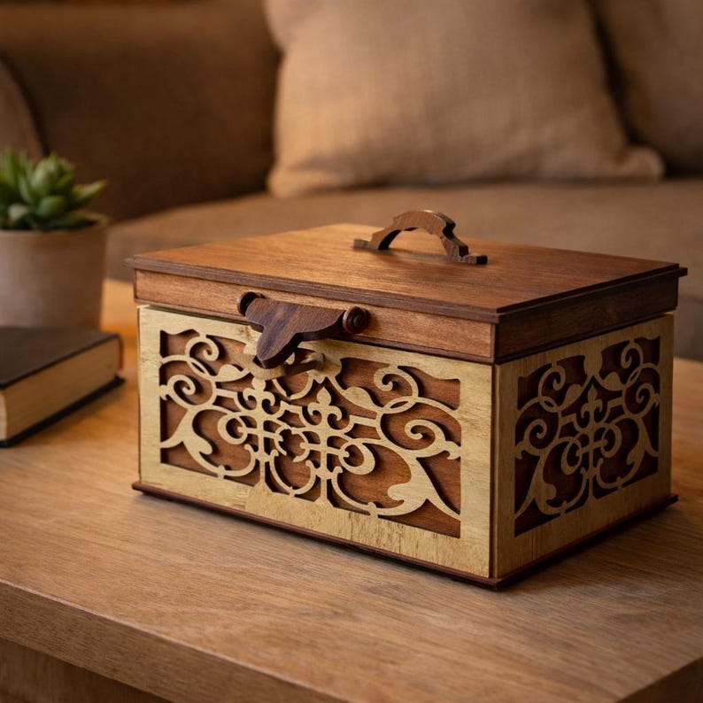 Laser Cut Wooden Box SVG | Decorative Storage Box DXF PDF | DIY Laser ...