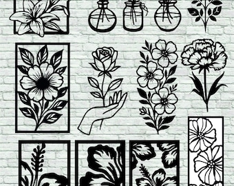 13 floral SVG patterns – CNC wall laser cutting files plazma