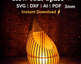 Table lamp with laser-cut lampshade, wooden night light (DXF file), Lamp DXF files, desk lamp (SVG file)
