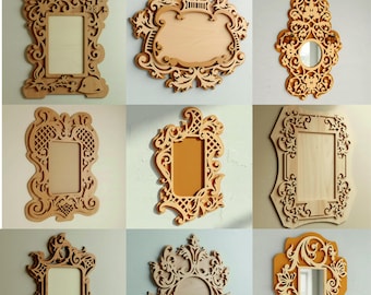 Bundle SVG floral frame, mirror cut file for photo frame