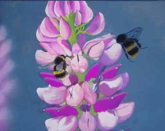 Kisses From The Bees-giclee print of my original pastel drawing, signed and numbered 8x5 or 10x8 inches,picture,art,UK artist