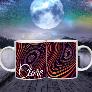 Choose design-personalised psychedelic mugs, gift ideas, birthday, present, name, multi colour