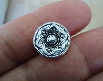 Flor de la vida botones x5, tono plata, botones, botones de peltre, botones de metal, artesanía, confección, nociones, costura, fabricación, sujetadores, cierres